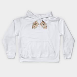 White Angel Guitar Wings with Feathers Folded Down Kids Hoodie